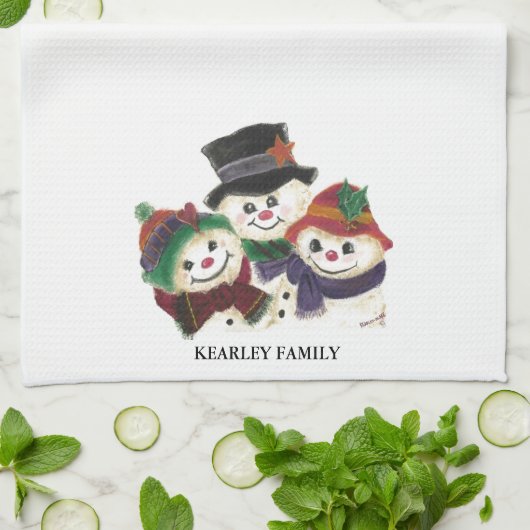 SNOWMAN FAMILY TEA TOWEL THEEDOEK (Gevouwen)