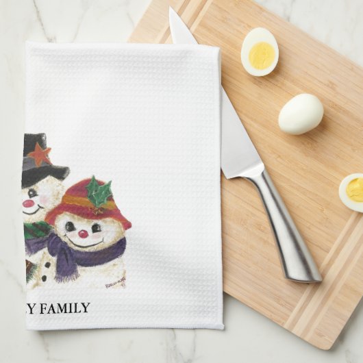 SNOWMAN FAMILY TEA TOWEL THEEDOEK (Quarter Fold)