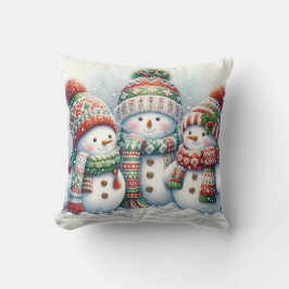 Snowman Family Throw Pillow Kussen