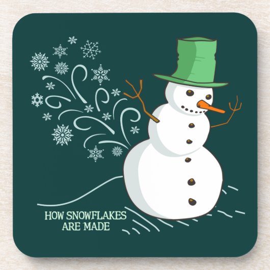 Snowman Farts Snowflakes Bier Onderzetter (Voorkant)