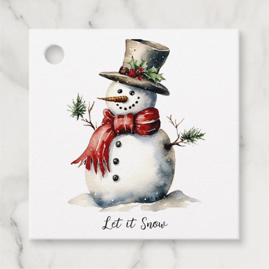 Snowman Favor Tag bewerkbaar Bedankjes Labels (Voorkant)