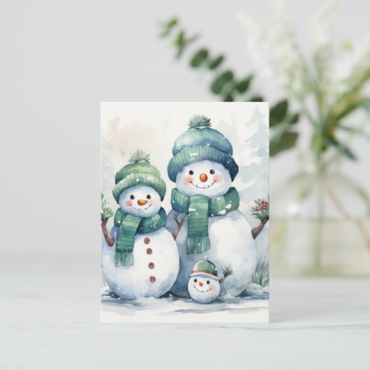Snowman Feestdagenkaart (Staand voorkant)