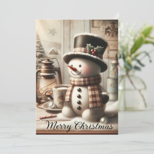 Snowman Feestdagenkaart (Staand voorkant)