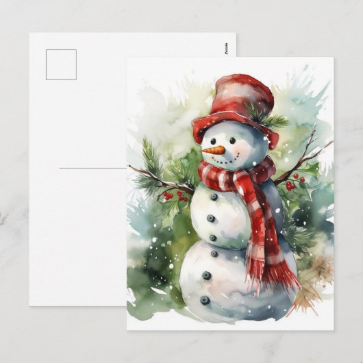 Snowman Feestdagenkaart (Voorkant / Achterkant)