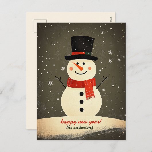 Snowman Feestdagenkaart (Voorkant / Achterkant)