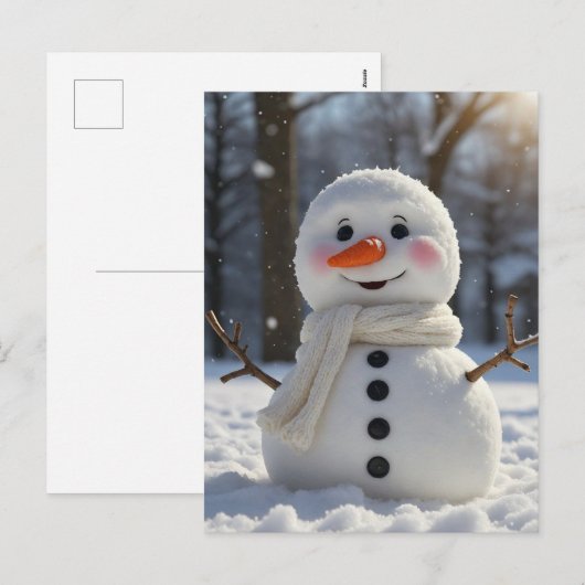 Snowman Feestdagenkaart (Voorkant / Achterkant)