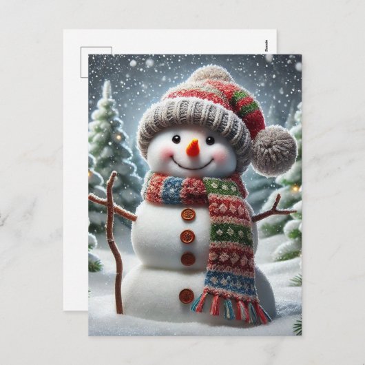 Snowman Feestdagenkaart (Voorkant / Achterkant)
