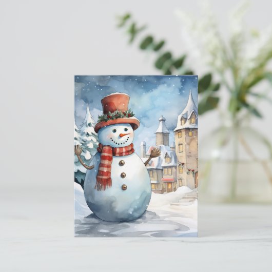 Snowman Feestdagenkaart (Staand voorkant)