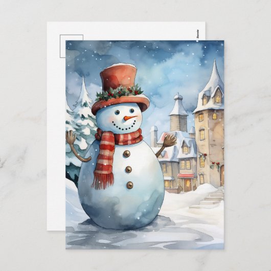 Snowman Feestdagenkaart (Voorkant / Achterkant)