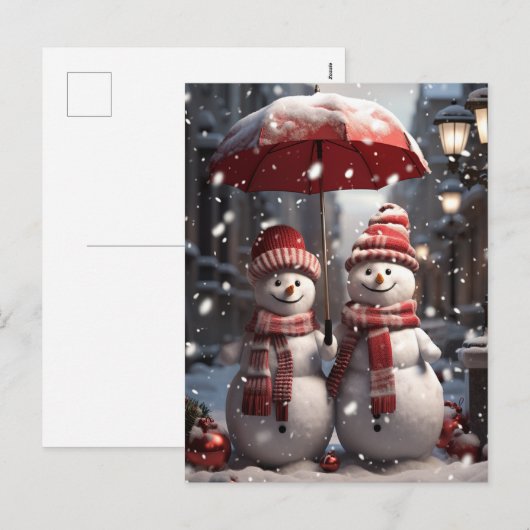 Snowman Feestdagenkaart (Voorkant / Achterkant)