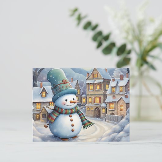 Snowman Feestdagenkaart (Staand voorkant)