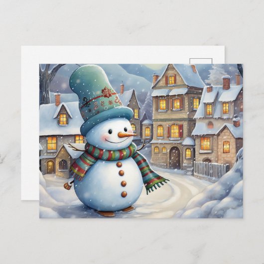 Snowman Feestdagenkaart (Voorkant / Achterkant)