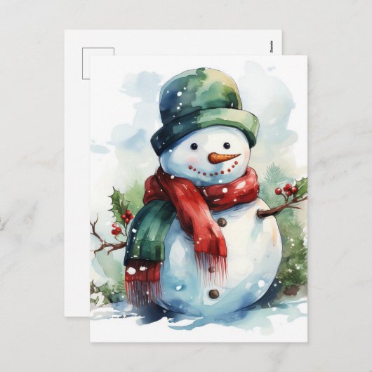 Snowman Feestdagenkaart (Voorkant / Achterkant)