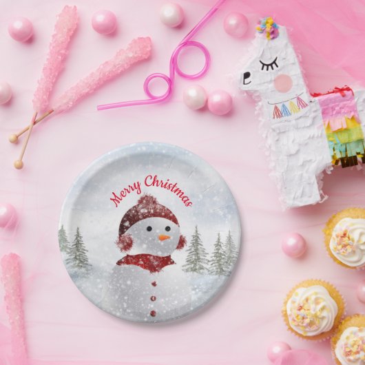 Snowman Feestfeest Papieren Bordje (Feest)