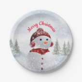 Snowman Feestfeest Papieren Bordje (Voorkant)