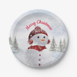 Snowman Feestfeest Papieren Bordje