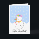 Snowman Feliz Navidad Spaanse kerstKaart Feestdagen Kaart<br><div class="desc">Wenskaart snowman Feliz Navidad Spaanse kerstkaart die u kunt aanpassen met elke tekst van uw keuze. Als u hulp nodig hebt bij het aanpassen,  kunt u contact met ons opnemen via de link op deze pagina. Snowman Spaanse kerstkaart</div>
