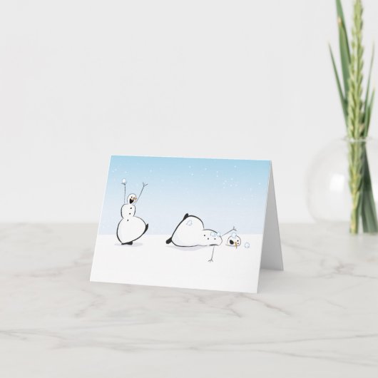 Snowman festive Kerstkaart - b/w Bedankkaart (Voorkant)