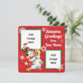  Snowman Flat Kaart met toegevoegde eigen Afbeeldi (Staand voorkant)