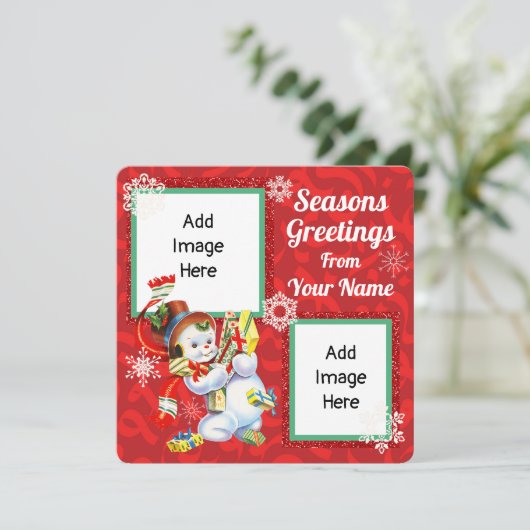  Snowman Flat Kaart met toegevoegde eigen Afbeeldi (Staand voorkant)