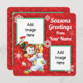  Snowman Flat Kaart met toegevoegde eigen Afbeeldi (Voorkant / Achterkant)