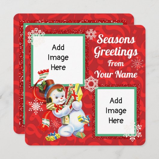  Snowman Flat Kaart met toegevoegde eigen Afbeeldi (Voorkant / Achterkant)