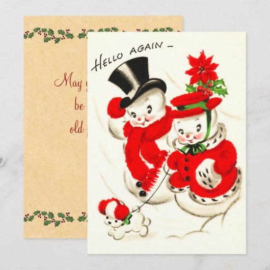 Snowman Flat-kerstkaart Feestdagenkaart (Voorkant / Achterkant)