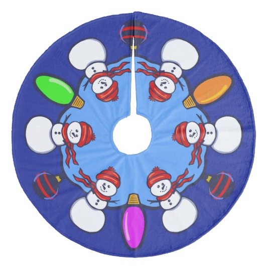 Snowman  fleece kerstboom rok (Voorkant)