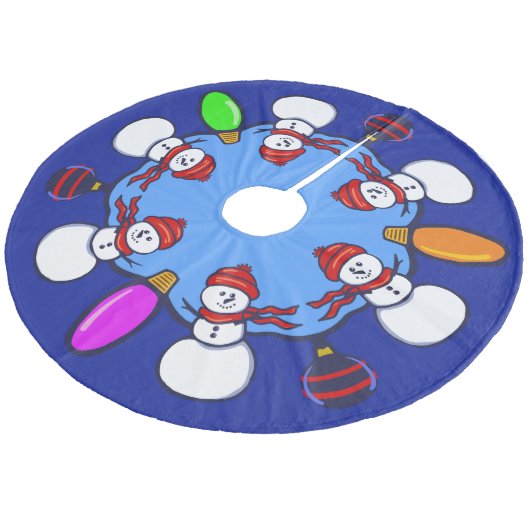 Snowman  fleece kerstboom rok (Gekanteld)