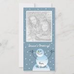 Snowman-fotokaart Feestdagenkaart<br><div class="desc">Vakantiedenknoppen,  met een leuke sneeuwman die zijn feestelijke groet deelt!  De makkelijk te gebruiken sjabloon,  voegt enkel uw eigen foto en groet voor uw eigen gepersonaliseerde fotokaart toe. 

 Kerst vieren met leuke kerstt-shirts en cadeautjes!</div>