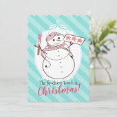 Snowman Franse bakkerijkoekjes kerstkaart (Staand voorkant)