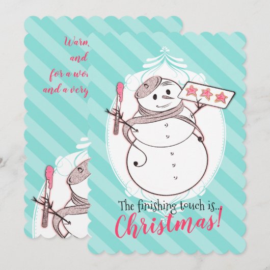 Snowman Franse bakkerijkoekjes kerstkaart (Voorkant / Achterkant)