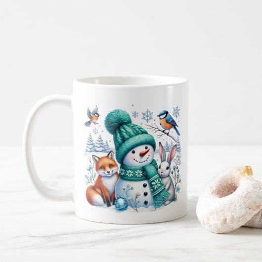 Snowman & Friends Coffee Mok (Met donut)