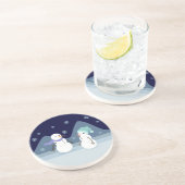 Snowman Friends Zandsteen Onderzetter (Zijkant)