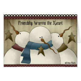 Snowman Friendship Warm the Heart Kaart