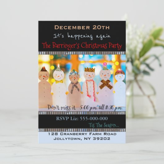 Snowman Fun Elegant Kerstfeest Kaart (Staand voorkant)