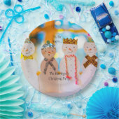 Snowman Fun Elegant Kerstfeest Papieren Bordje (Feest)