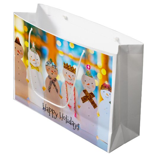 Snowman Fun Elegant Kerstmis Groot Cadeauzakje (Voorkant Gekanteld)