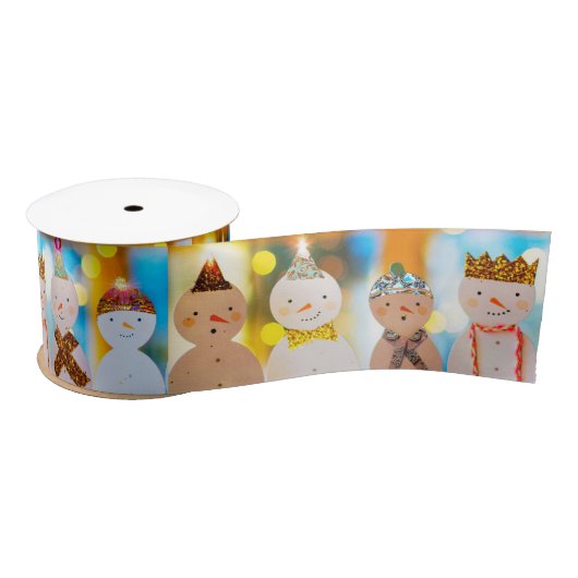 Snowman Fun Elegant Kerstmis II Satijnen Lint (Spoel)