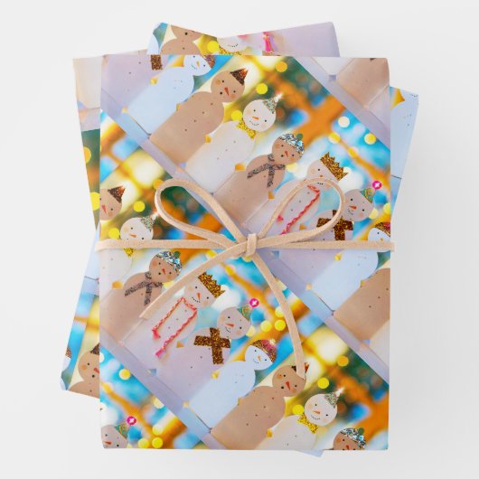 Snowman Fun Elegant Kerstmis Inpakpapier Vel (In situ)