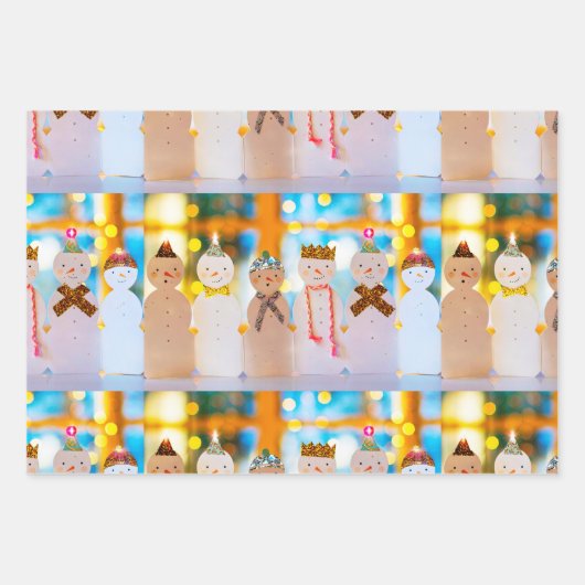 Snowman Fun Elegant Kerstmis Inpakpapier Vel (Voorkant 3)