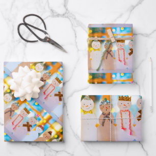 Snowman Fun Elegant Kerstmis Inpakpapier Vel