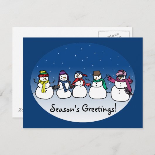 Snowman Fun Feestdagenkaart (Voorkant / Achterkant)