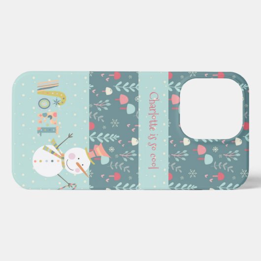 Snowman Fun Kerstcitaat met naam iPhone Hoesje (Achterkant horizontaal)