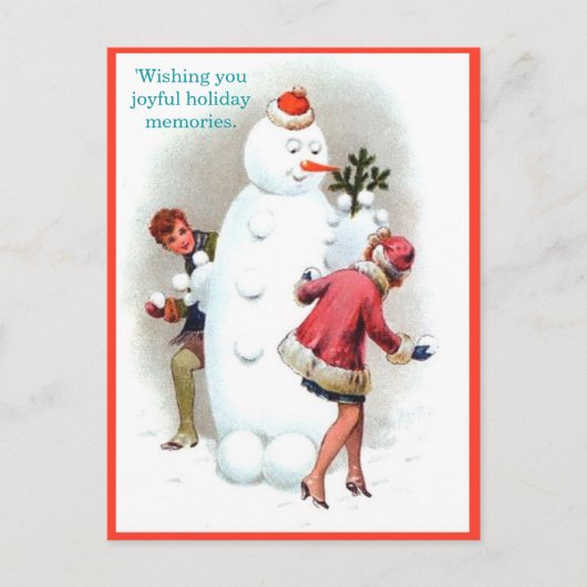  Snowman & Fun Young Couple van 1920 (kopie) Briefkaart (Voorkant)