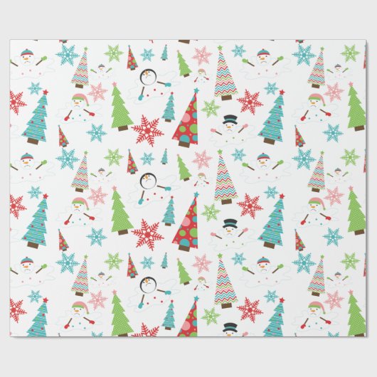 Snowman Funky-kerstbomen smelten Gift Wrap Cadeaupapier (Vlak)