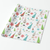 Snowman Funky-kerstbomen smelten Gift Wrap Cadeaupapier (Uitgerold)
