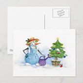 Snowman gardener briefkaart (Voorkant / Achterkant)