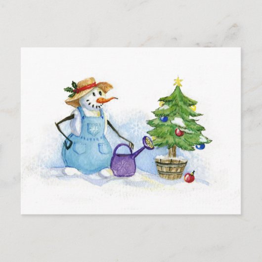 Snowman gardener briefkaart (Voorkant)