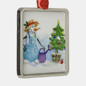 Snowman-gardener Metalen Ornament (Rechts)